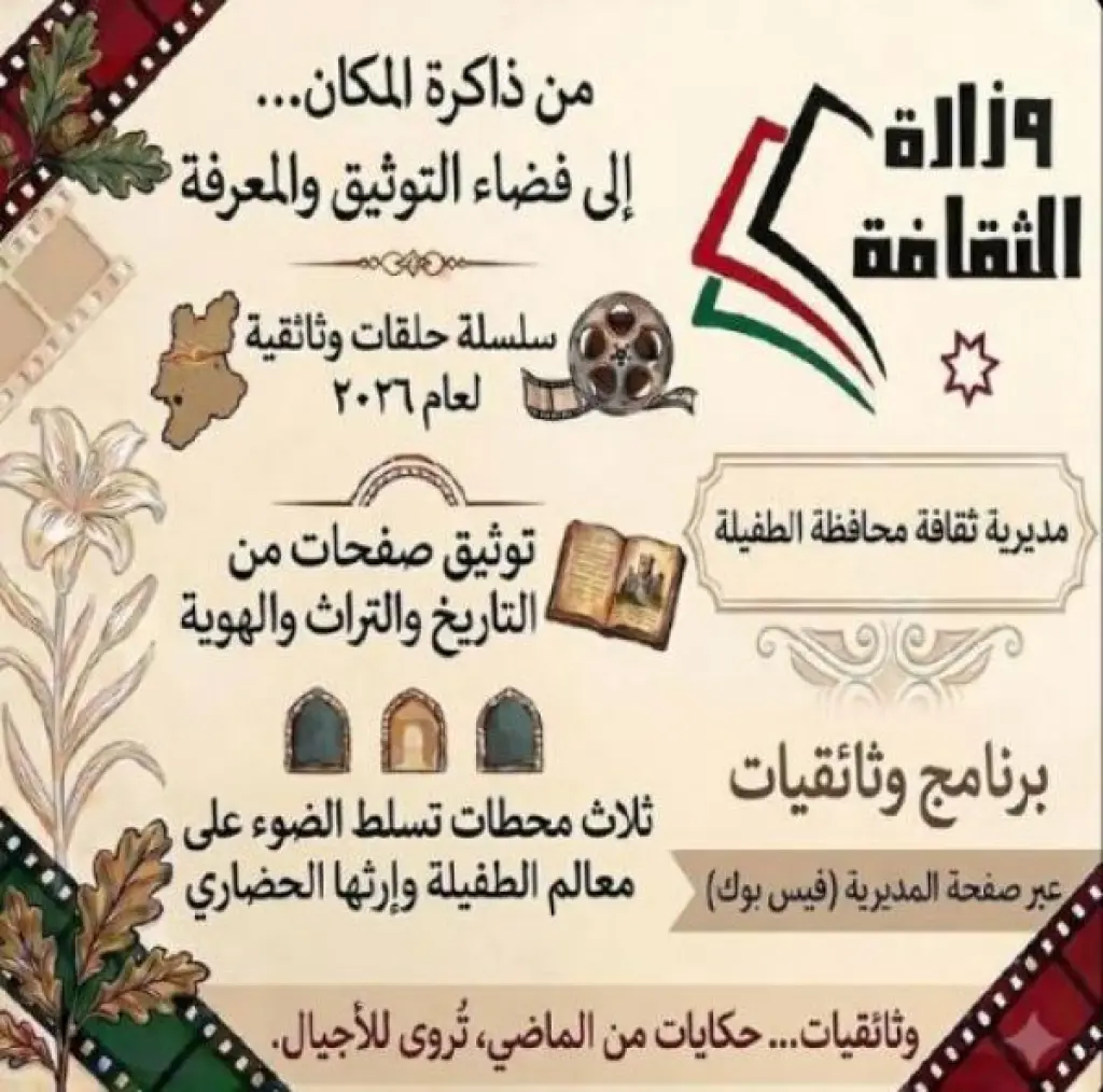 ثقافة الطفيلة تطلق برنامج وثائقيات لإحياء الذاكرة التاريخية للمحافظة
